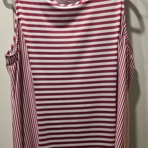croft & barrow Pink and White Striped Cold-Shoulder Tank